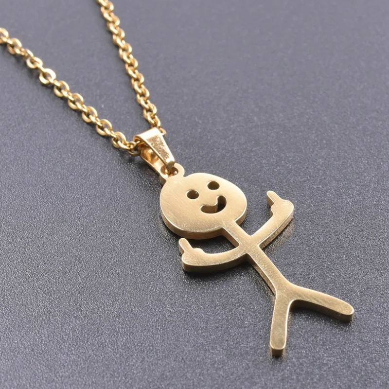 

Hip Hop Fashion Funny Graffiti Pendant Necklace Men Women Personalized Middle Finger Rock Punk Necklace Party Jewelry collares