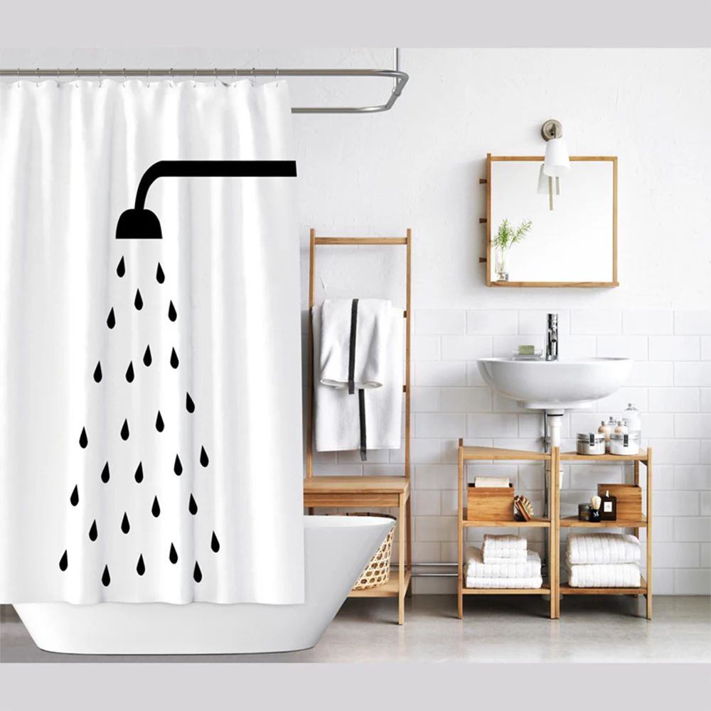 

Cortina de ducha con diseño de varios tamaños, accesorios de baño con ganchos, cortina de baño de tela impermeable para