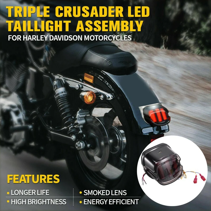 

Rear LED Tail Light Brake Light With Turn Signal Assembly Clear Lens For Sportster Motorcycles
