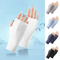 women half fingers gloves summer breathable thin semi finger driving glove new solid sunscreen anti uv fingerless glove hot sale