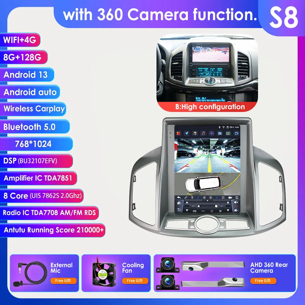 

9,7 "360 Cam Android Auto автомобильная радиостанция для Chevrolet Captiva 2011-2017 Carplay мультимедийный видеоплеер 2din rds авторадио GPS стерео