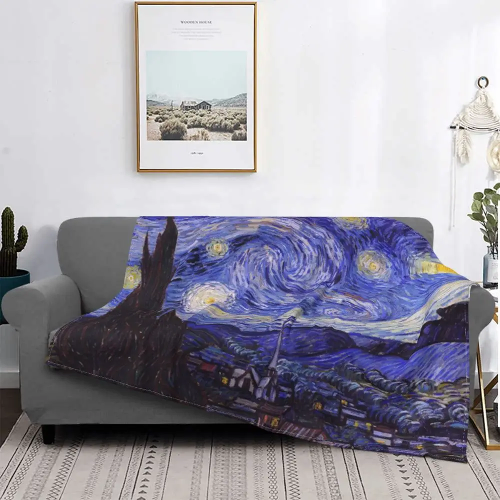 

Van Gogh Starry Sky Night Blankets Flannel Winter Artist Multifunction Lightweight Throw Blanket for Sofa Car Bedding Throws