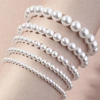 women bracelet bracelet jewelry 5pcs stretch multilayer plastic faux pearl beads wedding
