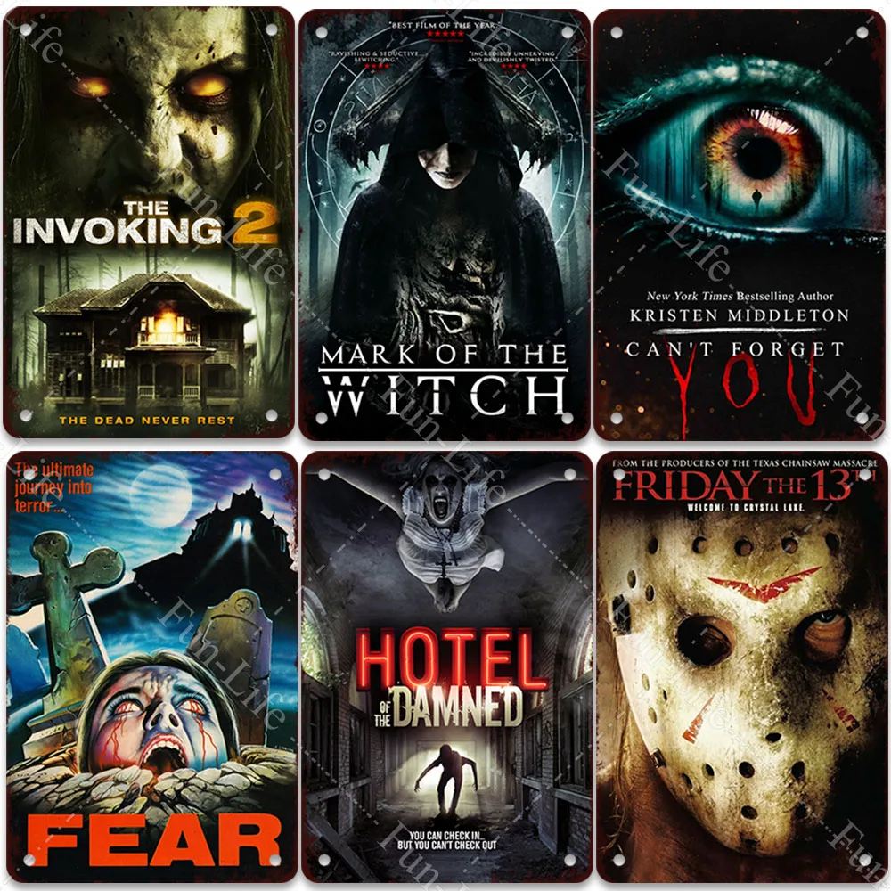 

Horror Vintage Movies Metal Poster Wall Art Stickers for Pub Bar Club Home Wall Room Decoration Retro Mtal Sign Plaque 20x30CM