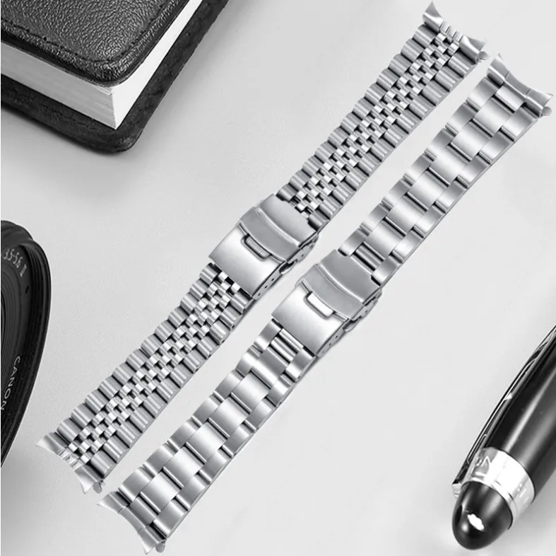 New Solid 18mm 20mm 21mm 22mm 24mm Jubilee Watch Band Stainless Steel Bracelet Strap For Seiko