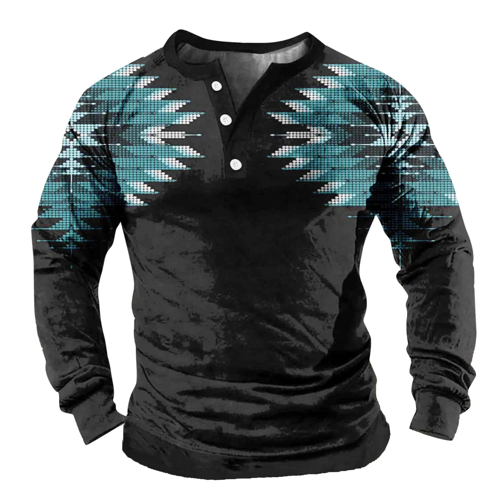

Long Sleeve Workout Shirts for Men Mens Autumn And Winter Button Up Shirts Collarless Retro Senior Men Loose Fit Athletic Tops