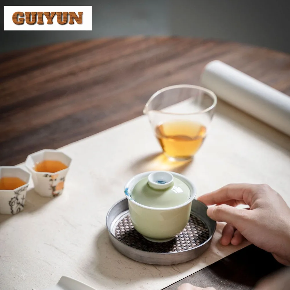 110 мл ручная роспись Бамбук Искусство Gaiwan креативный синий и белый чайный тюрен