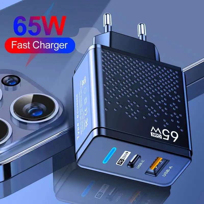 

PD 65w Fast Charging Block Type C Wall Charger Fast Charging Block Type C 65W Wall Charger With Dual Ports For Smartphone Tablet