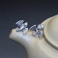 vintage silver color pterosaur animal stud earrings for men womens retro dragon earrings goth punk ear jewelry accessories