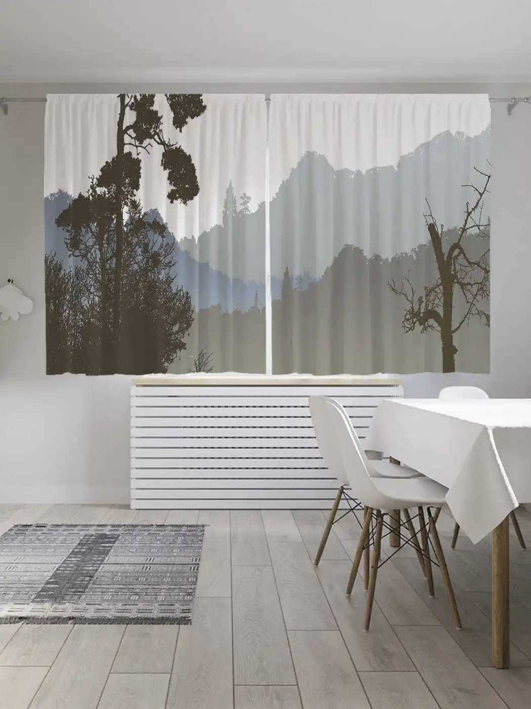 Шторы с фотопечатью из сатена &quotДорожка прогулочная в лесу&quot | 290х180 см JoyArty