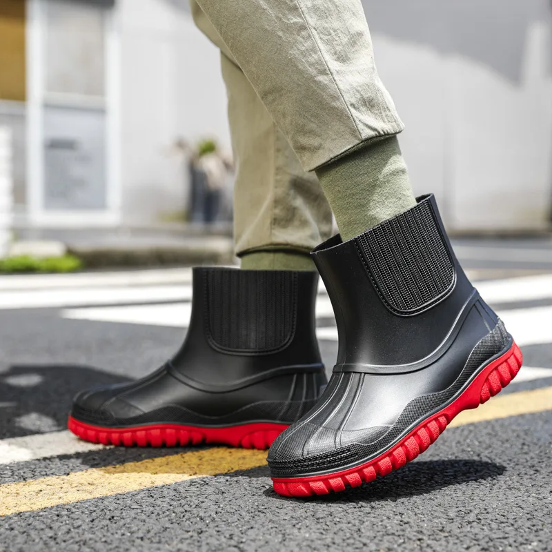

Ankle High Shoes Waterproof Men Pvc Rainboots 2022 New Men's Rain Boots for Rain Water Shoes Comfortable