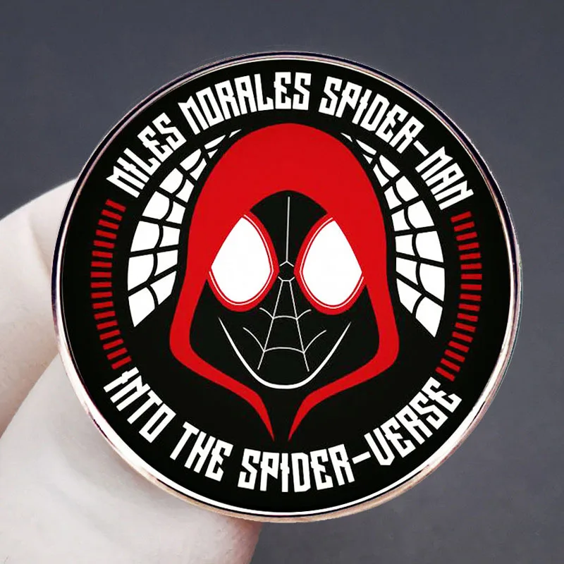 Disney Pins Creative Black Spiderman Metal Emblem Brooches Fashion Boys and Girls Backpack Accessories Ornaments Lapel Pin Gifts