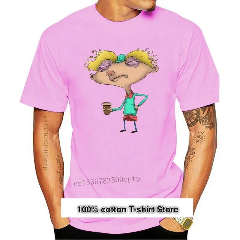 

Camiseta con estampado divertido para hombre y mujer, camisa 2021 de algodón, Hey Arnold Before Coffee, nueva de 100%