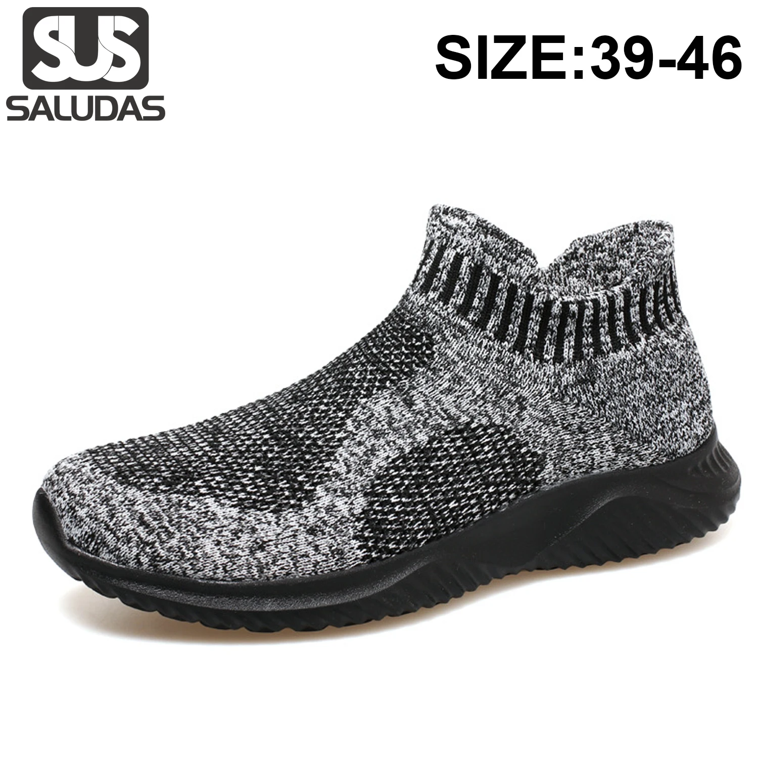 

SALUDAS Men's Sneakers Breathable Light Running Shoes Flying Knit Stretchy Soft Sole Socks Shoes Outdoor Casual Tennis Sneakers