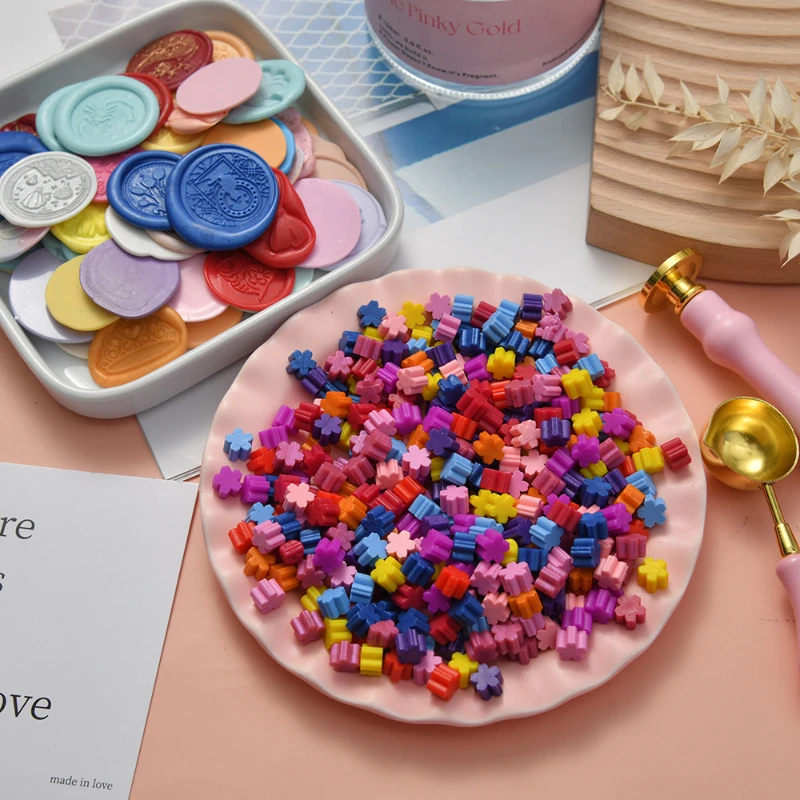 

500G Cherry Blossom Shape Cute Fire Paint Wax Grains Student Handmade Creative DIY Decorative Gift Envelope Sealing Supplies