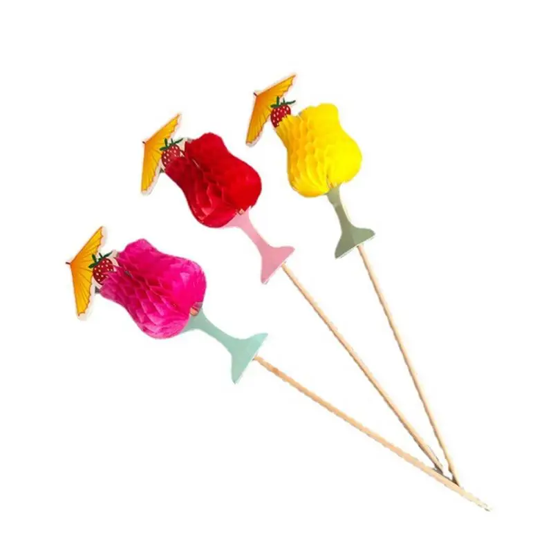 

50PCS Cup Bamboo Sticks Decorative Dessert Cake Fruit Stick Pineapple Cactus Leaves Cupcake Kitchen Fruit Fork Party Decoration