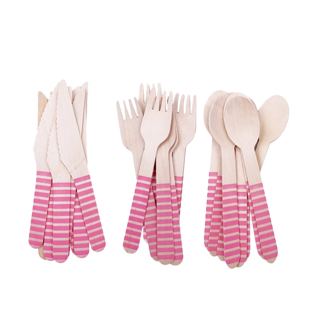 

Camping Party Dinnerware Party Cutlery Set Wood Dessert Spoon Ice Cream Spoon Flatware Kit Wood Fork Spoon Kit