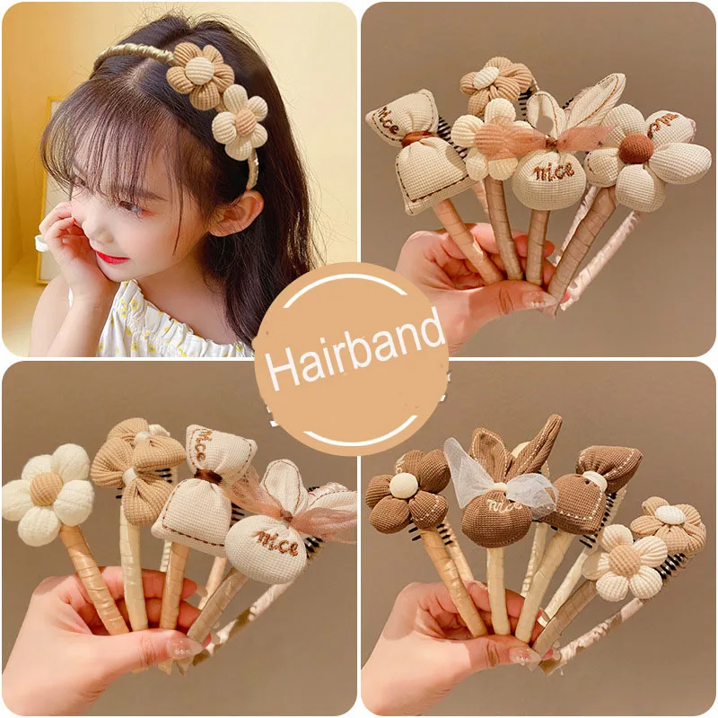 

Fashion Coffee Beige Color Bow Flower Hairband Hair Hoop for Girls Lovely Styles Toothed Hair Band Headband Hair Accessories