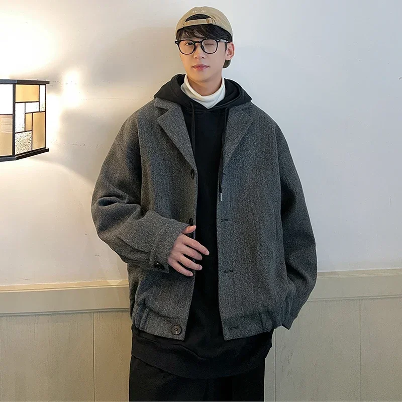 Весенне-осеннее новое мужское уличное модное и красивое шерстяное пальто с