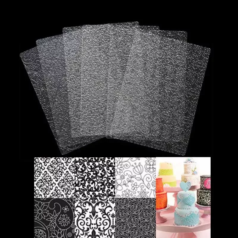 

NEW2023 6Pcs Baking Tools Cookie Cupcake Tyre Texture Mat Transparent Texture Flower Texture 25.2 * 17.6cm