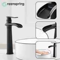 matte black waterfall single handle single hose bathroom cold and hot water mixer faucet sink taps