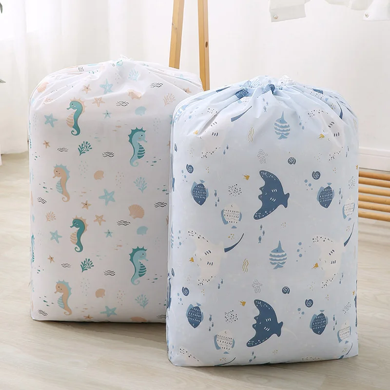 

PEVA Cartoon Quilt Storage Bag Large Capacity Waterproof Dust-proof Storage Bag Clothes Toy Sundries Wardrobe Organizer