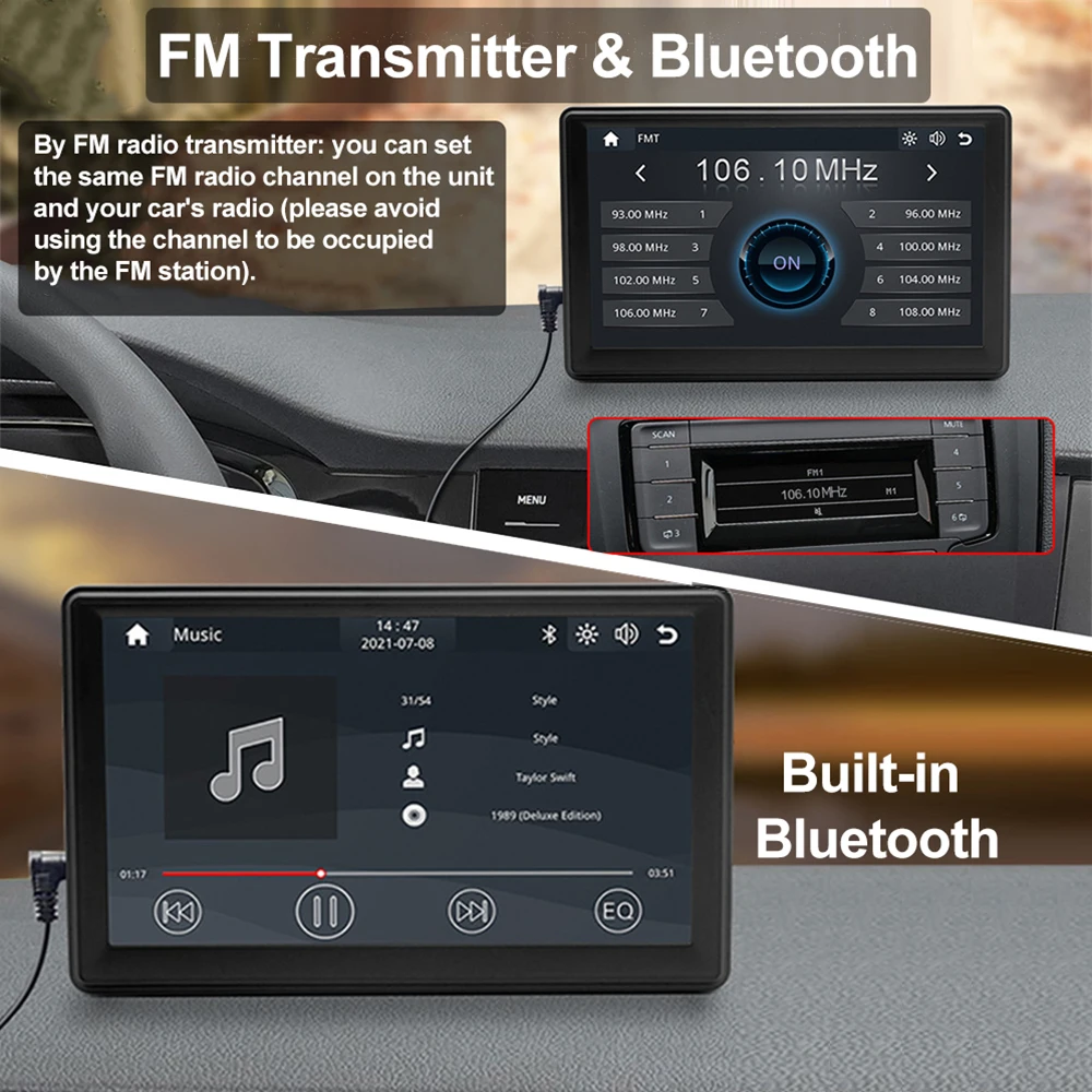 Портативный Автомобильный плеер CarPlay Android для Toyota BMW Volkswagen Buick Chevrolet Ford 7-дюймовый