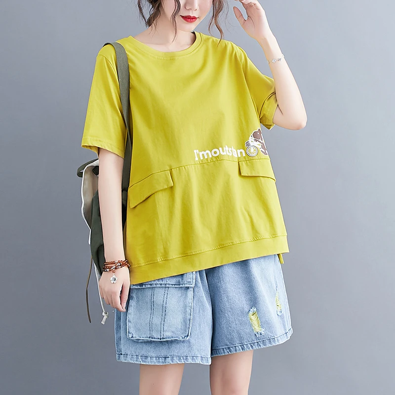 

Новое поступление 2022, шикарные летние футболки в японском стиле с принтом и надписью для девочек, свободные топы, Женская Повседневная футб...