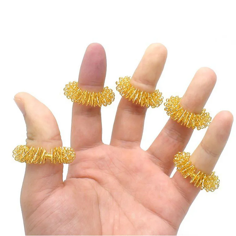

New mini finger massage ring golden finger ring massager