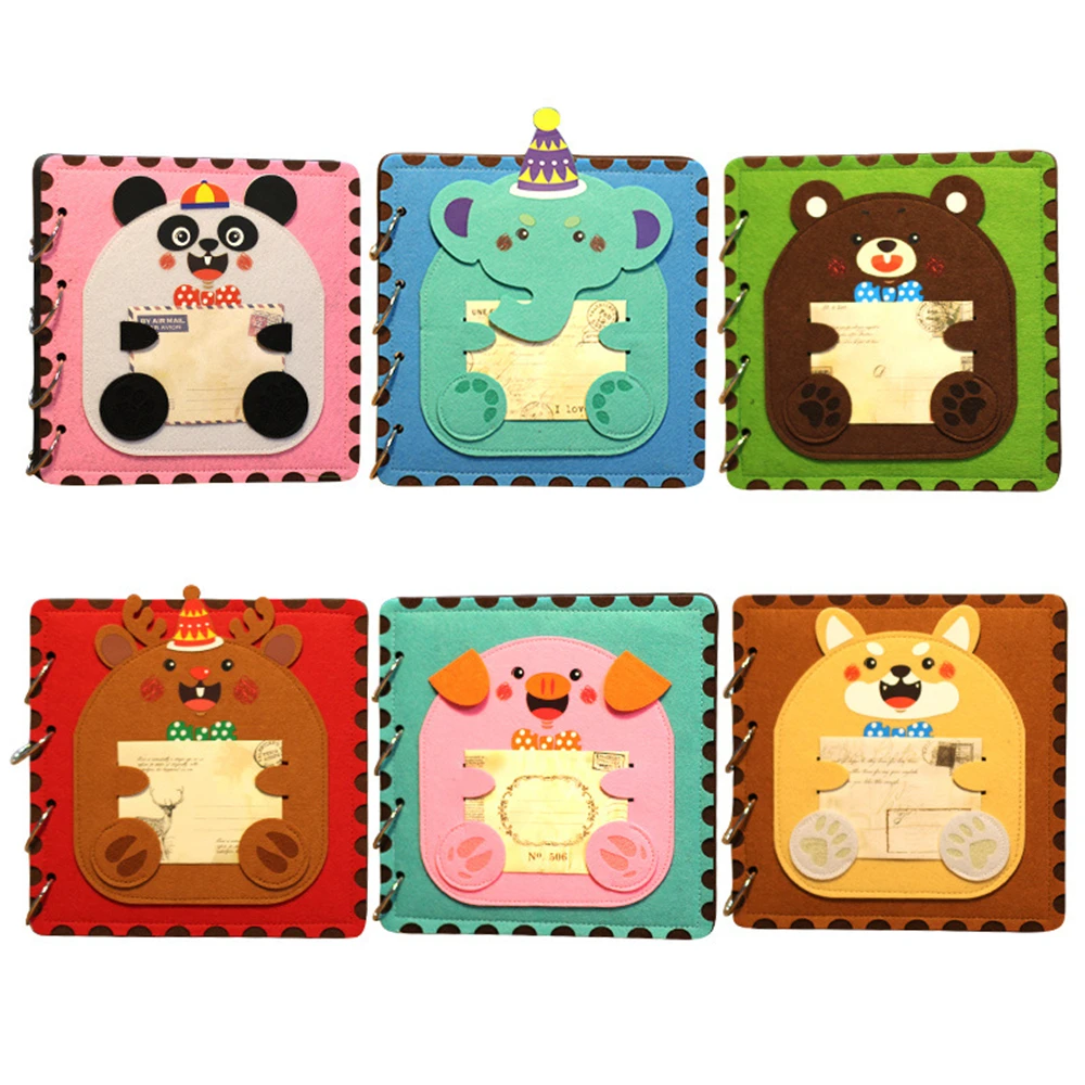 

Cartoon DIY Photo Album Black Inside Pages Photo Album Growth Commemorative Loose-leaf Cute Animal Wool Felt Cover Children Gift