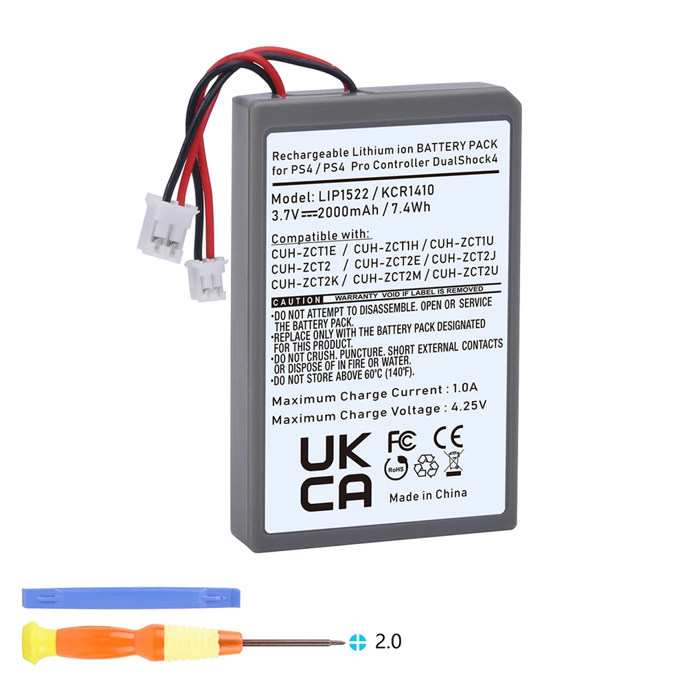 

2000mAh Lithium ion Battery Pack Bateria for Sony PS4 /PS4 Pro Gamepad Controller LIP1522 CUH-ZCT1E KCR1410 CUH-ZCT2