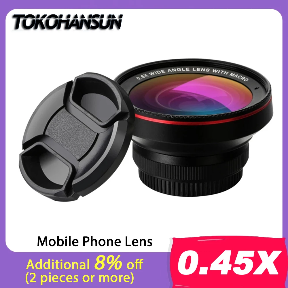 Фото TOKOHANSUN новый HD 37 мм 0.45x супер широкоугольный объектив с 12.5x супер макрообъектив для iPhone LG HTC Samsung Sony комплект объективов для камеры №1