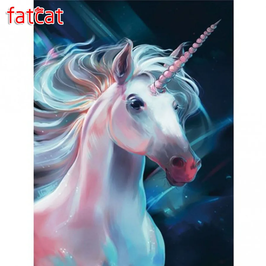 

Набор для алмазной вышивки FATCAT AE3510, мозаика 5d «сделай сам» с изображением белого единорога, квадрата, круга, дрели, для творчества