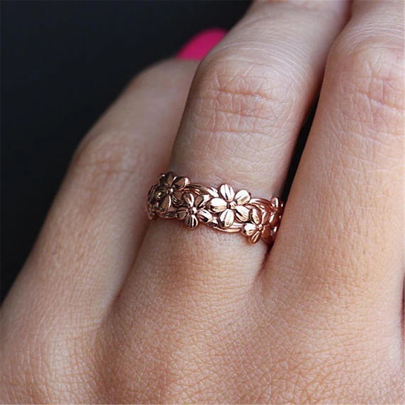 

Carofeez 2023 Fashion Flower Rings for Women Jewelry Accessories Anniversary Party Gift Cute Women Rose Gold/Silver Color R