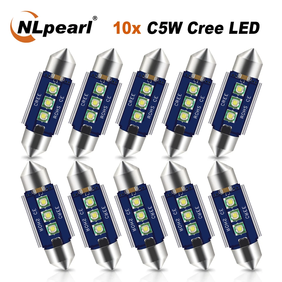 Сигнальная лампа NLpearl 10x светодиодная C5W Canbus C10W гирлянда с Cree светодиодами 31 мм 36 39