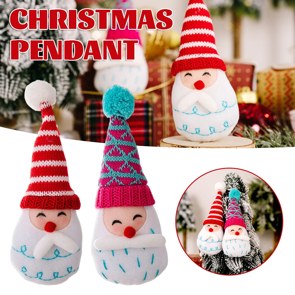

Santa Claus Pointed Hat Old Man Head Christmas Tree Decorations for Car Home Christmas Ornaments 2023 New Year Gifts