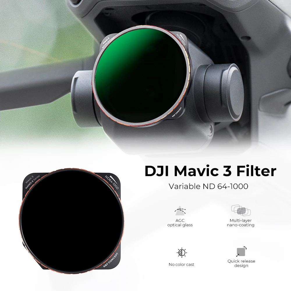 K&F Concept ND64-1000 DJI Mavic 3 Camera Lens Filters Variable ND HD Filter 6-10 Stop with 28 Layer Neutral Density