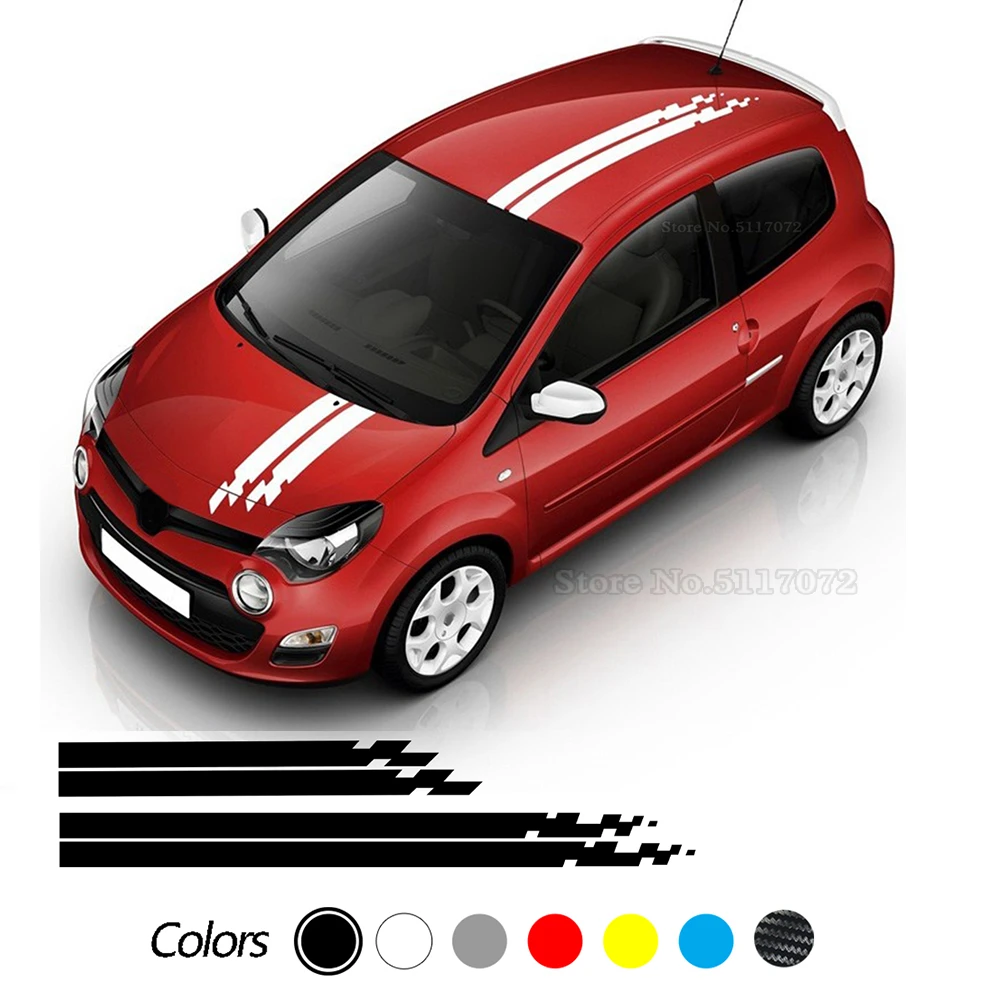 

4PCS For Renault Twingo Cliopcs Car Hood Roof Decor Stickers Vinyl Auto Racing Sport Styling Stripes Body Decal Film Accessories