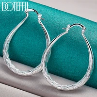 doteffil 925 sterling silver u 39mm grain hoop earring for woman lady best gift fashion charm wedding jewelry