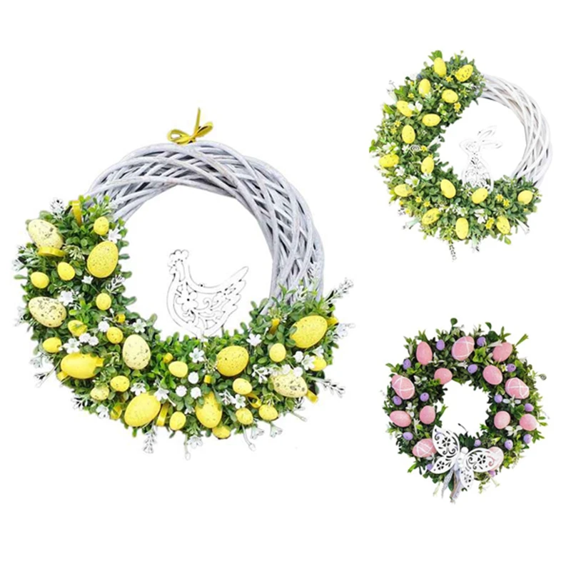 

Easter Bunny Wreath Decoration Easter Wreath Front Door Decor Artificial Lavender Rabbit Eggs Berries Flowers Wreath