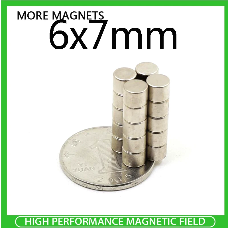 

10/20/50pcs 6x7 mm Powerful Magnets 6mmx7mm Permanent Small Round Magnet 6x7mm Neodymium Magnet Super Strong 6*7 mm N35