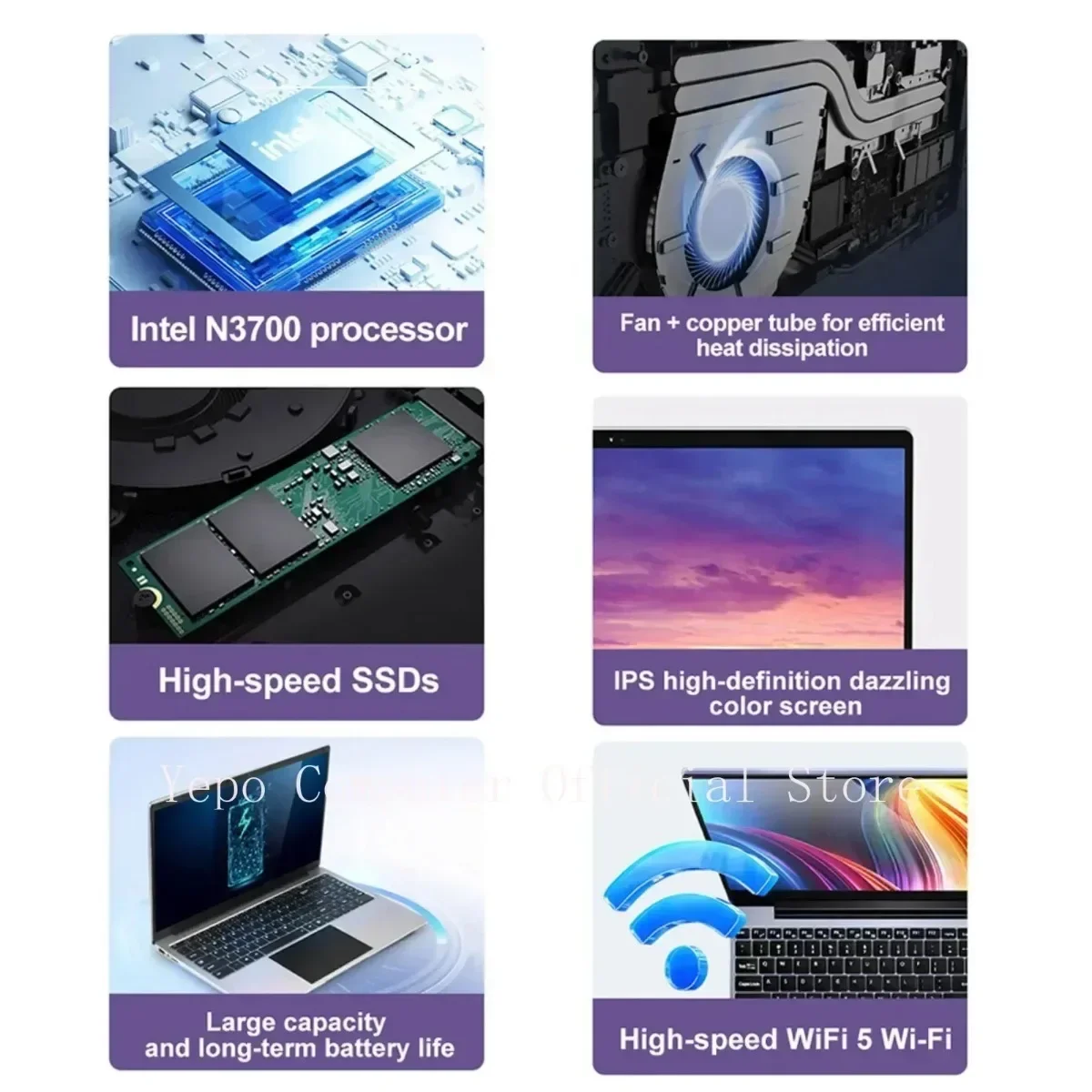 Ноутбук Intel N3700 14 1-дюймовый HD-экран 16 ГБ + 2048 DDR4 высокоскоростной WIFI 5 офисный