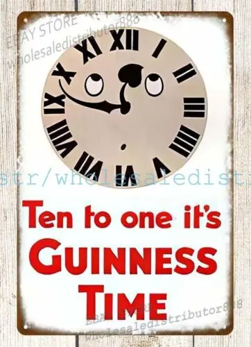 it's Guinness Time 10-1 пивной бар кофейня кухня металлическая жестяная вывеска