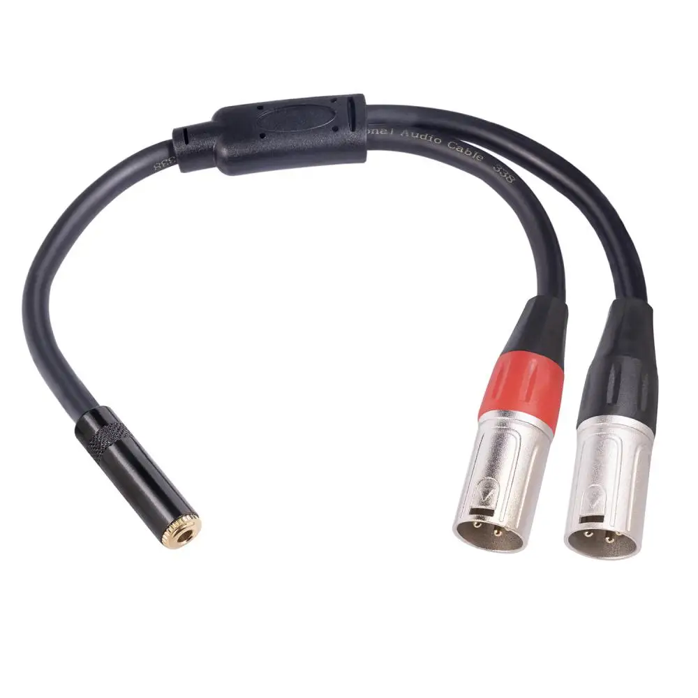 

3.5mm Female To Dual Canon Male Audio Cable 3 Pin XLR Double Shielded For Amplifiers Speakers 3.5 Jack Stereo Microphone Adapter