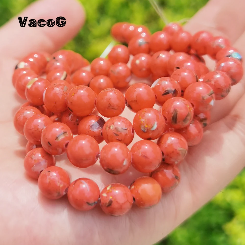 

Natural Coral Color Turquoises Smooth Round Loose Stone Beads DIY Handmade for Jewelry Making 4 6 8 MM DIY Bracelet Necklace