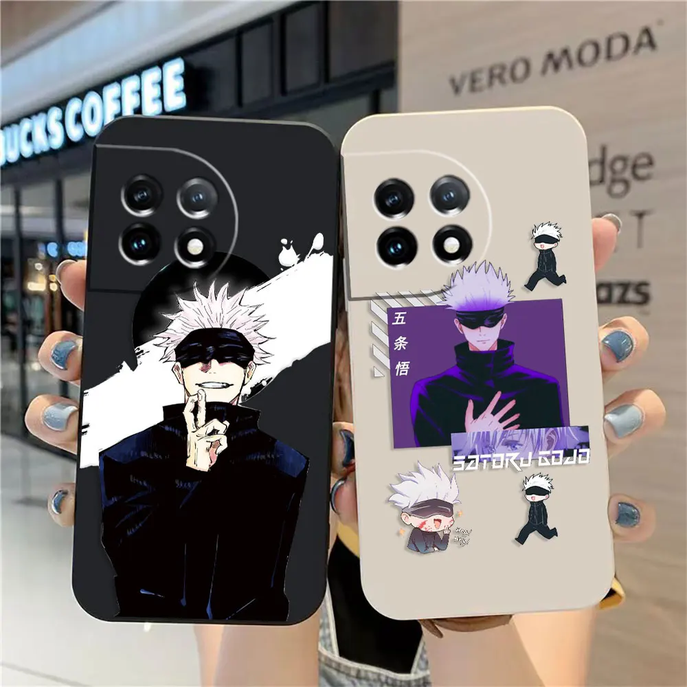 

Case For Oneplus 11 10 9 9R 8 8T 7 7T ACE 2 2V NORD CE 2 Lite Pro Simple Liquid Silicone Case Satoru Gojo Jujutsu Kaisen