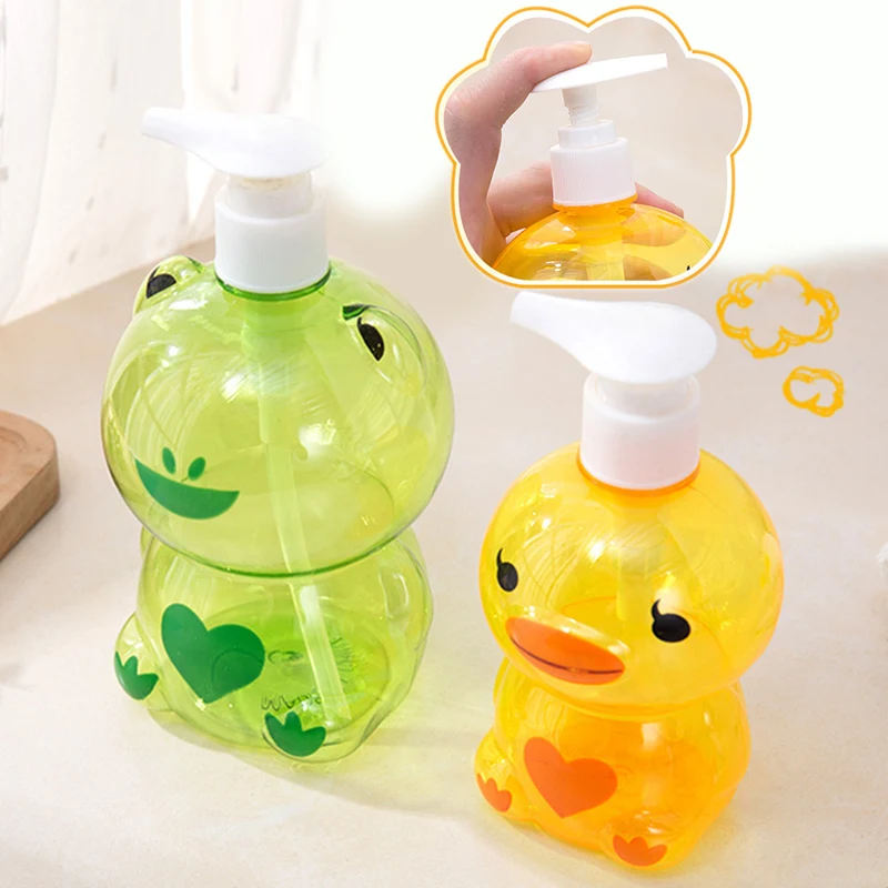 

250ml Portable Soap Dispenser Child Cute Animal Frog/Duck Shape Press Type Split Empty Pump Bottle Shampoo Shower Container