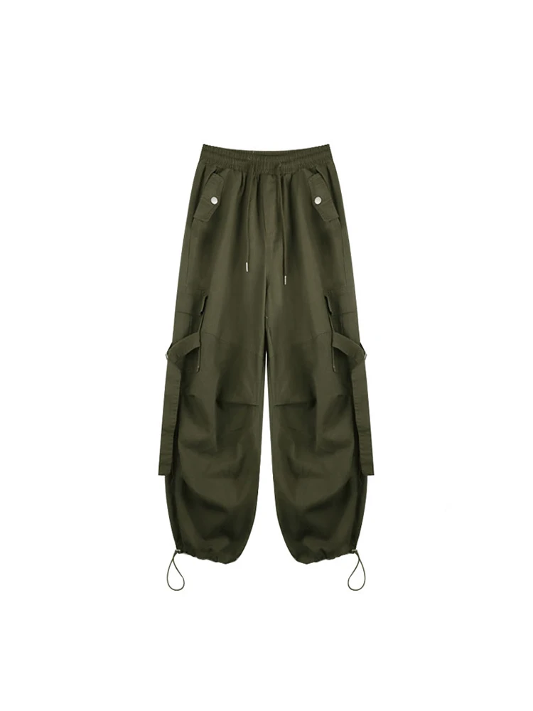 Брюки-карго в стиле Харадзюку с карманами Свободные повседневные Широкие штаны