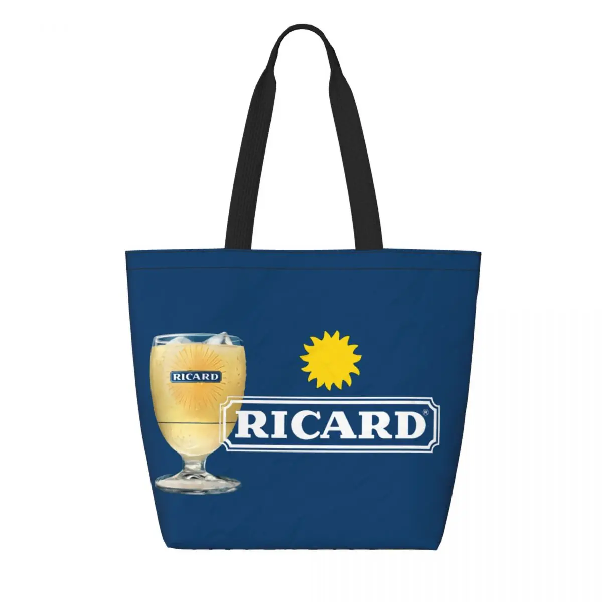 

Cute Marseille France Ricard Shopping Tote Bags Reusable Aperitif Anise Grocery Canvas Shopper Shoulder Bag