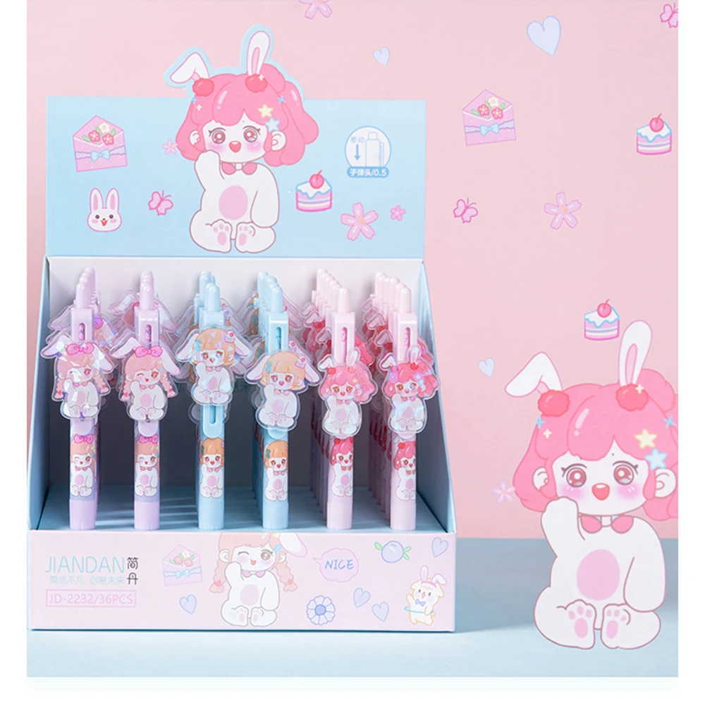 

3pcs/lot Cute Kawaii Korea INS Bunny Girl Black Gel Pen Set Supplies Student Stationery Refill Unique Pen for School Stationery